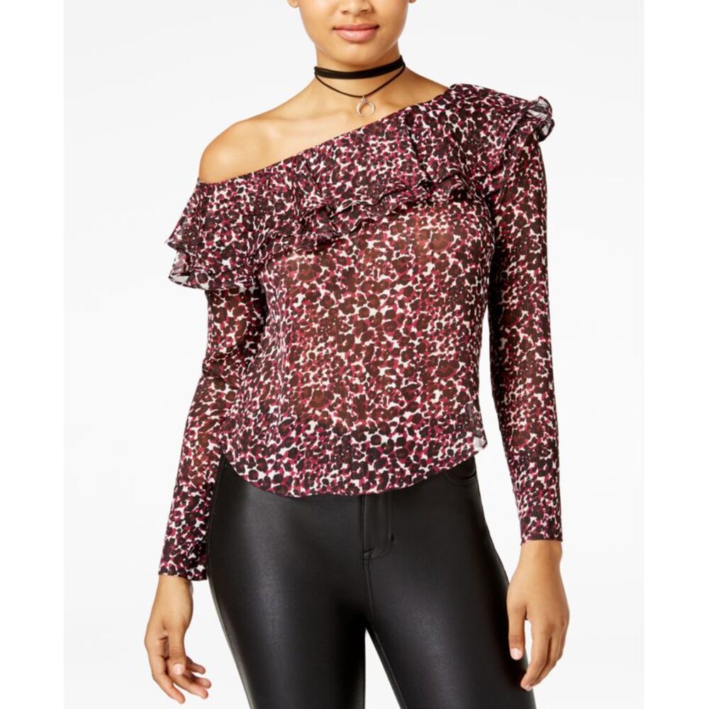 The Edit By Seventeen Juniors Animal Print One Shoulder Top